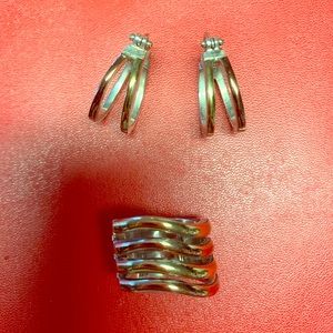 Brand new Set gold and (925) silver earrings & ring